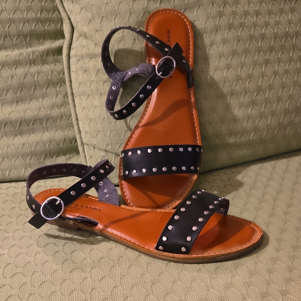 Rock & Candy Black Studded Sandals
